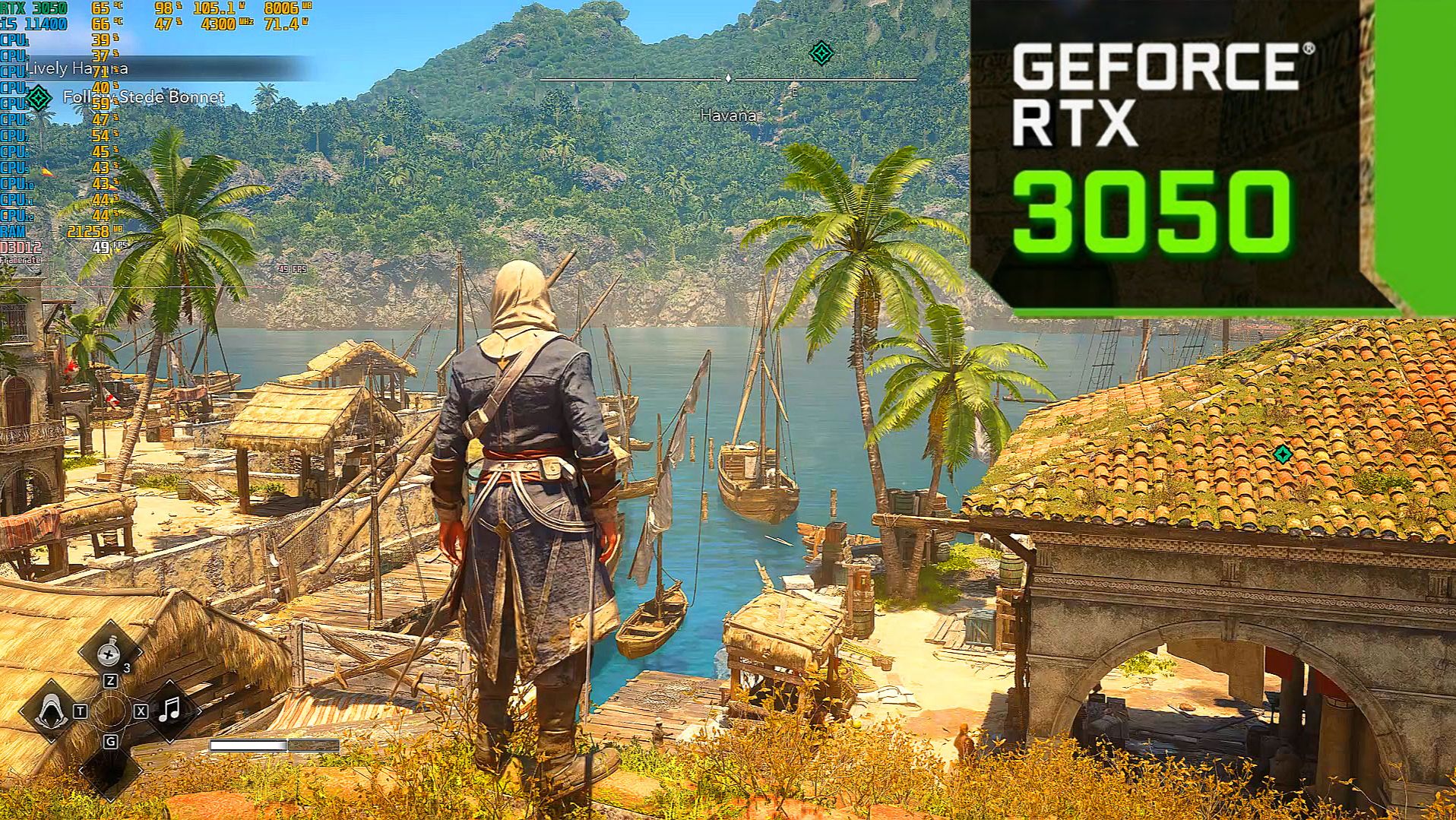 RTX 3050 8gb  Assassins Creed Black Flag Resynced  Ultra Settings  Ray Tracing  Gameplay