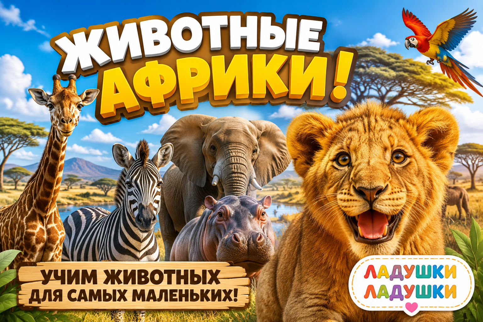 Животные Африки: развивающий мультфильм для малышей