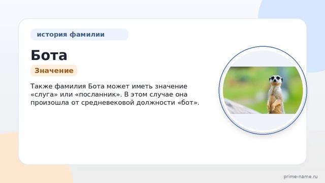 Фамилия Бота: происхождение значение и склонение