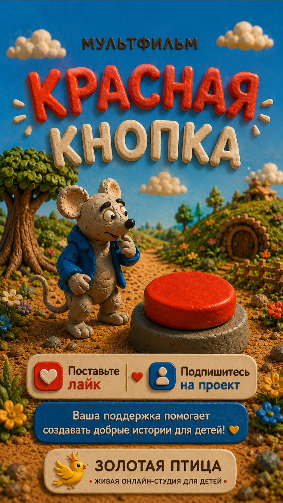 Мышонок и огромная красная кнопка.Мультик