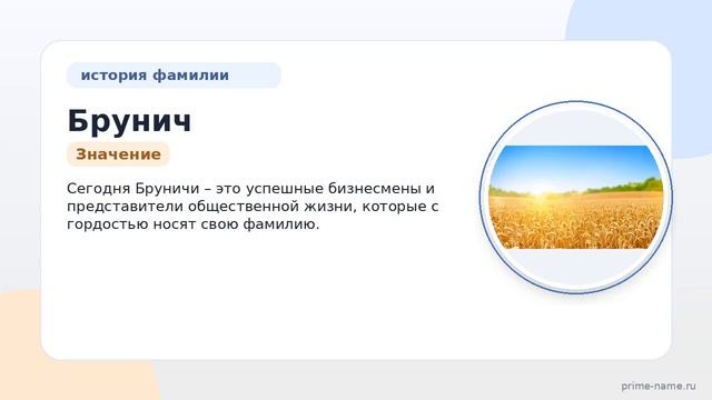 Фамилия Брунич: происхождение значение и склонение
