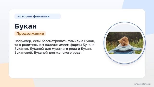 Фамилия Букан: происхождение значение и склонение