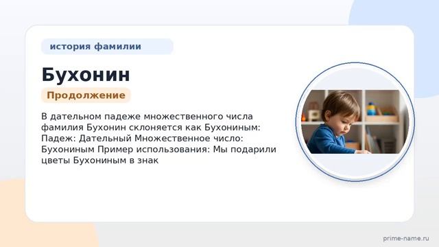 Фамилия Бухонин: происхождение значение и склонение