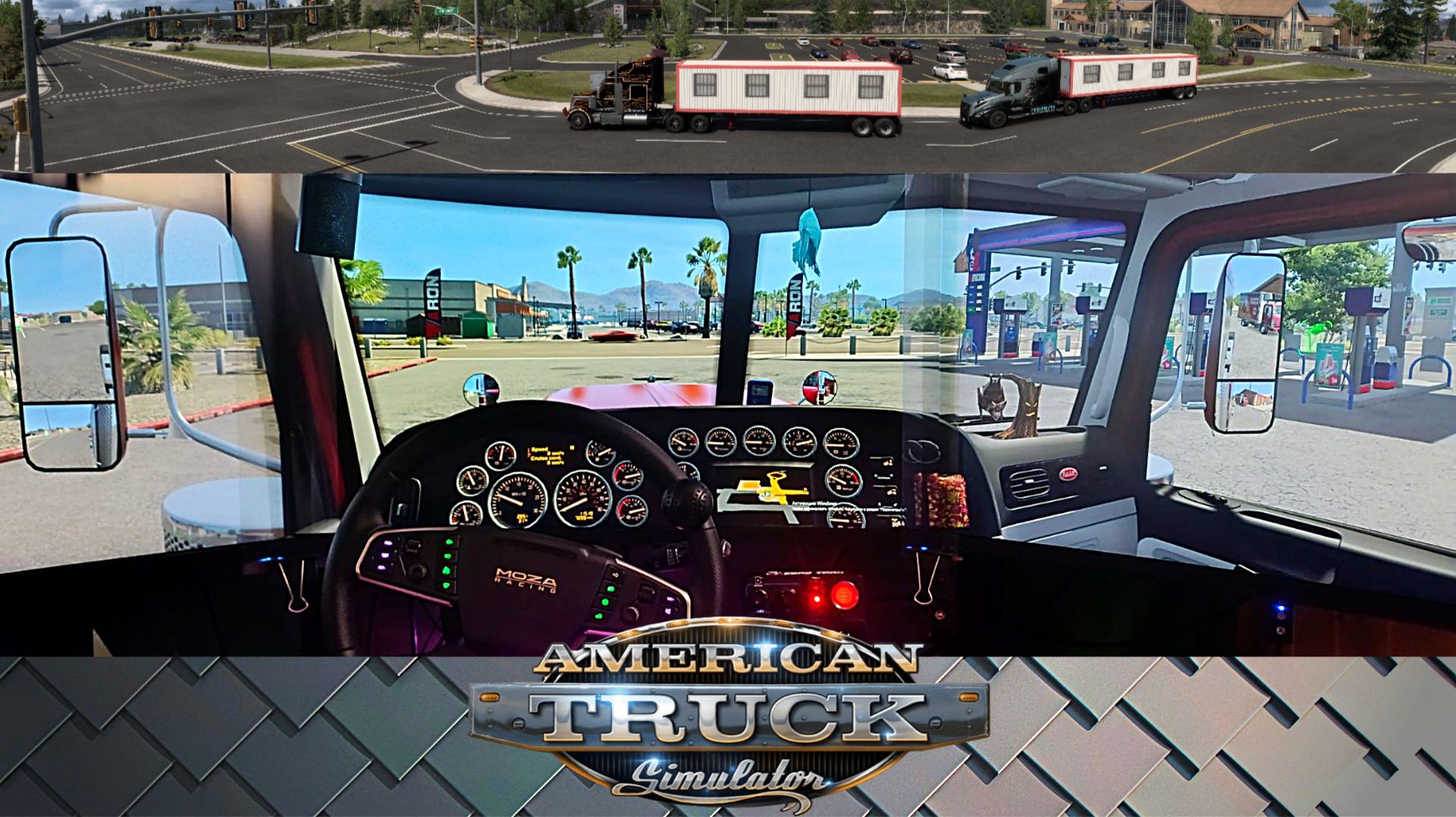 Катаем в American Truck Simulator на Moza R5TripleScreen Конвой с Ursus 83
