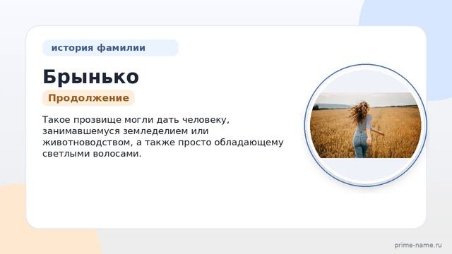 Фамилия Брынько: происхождение значение и склонение