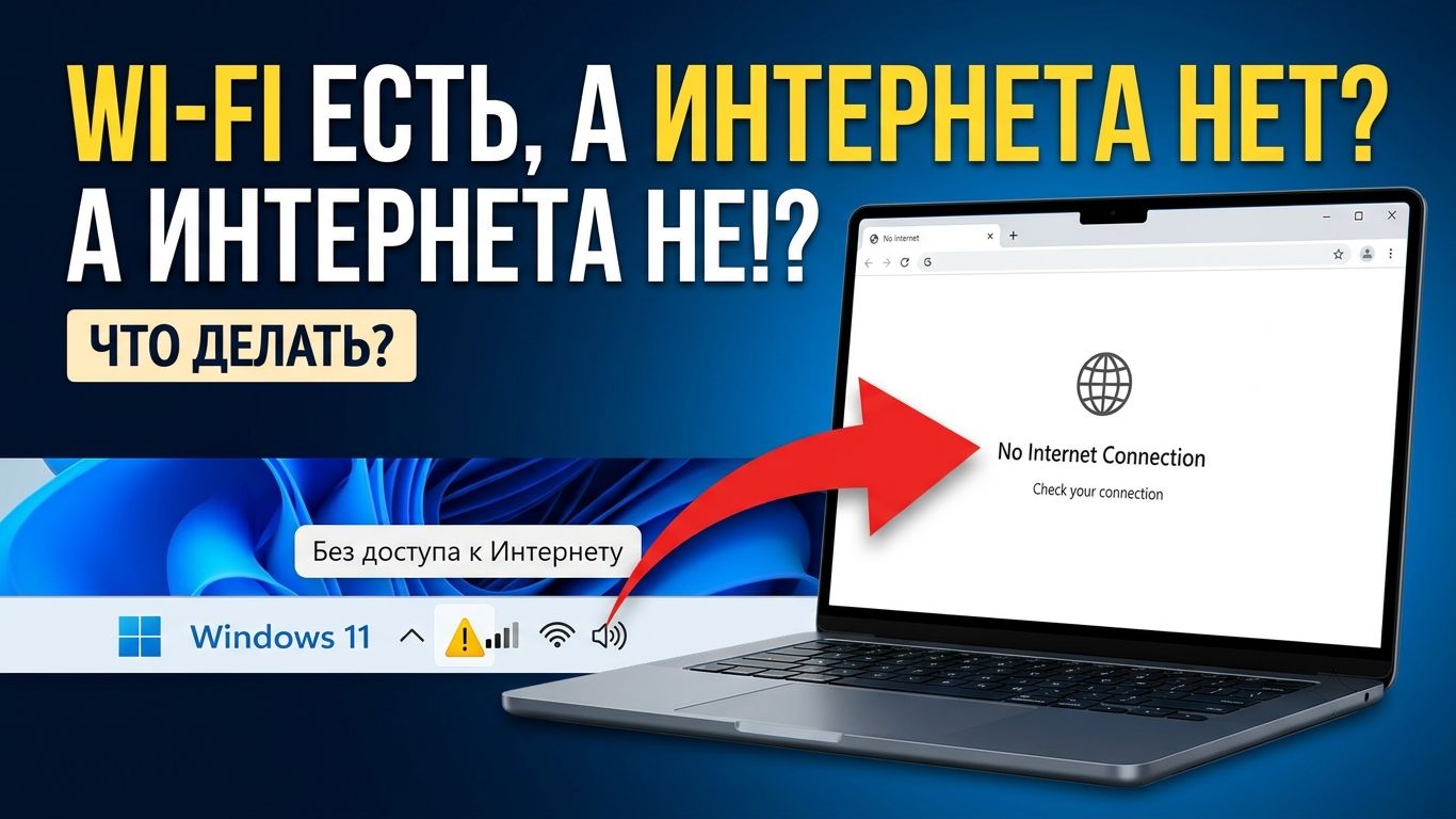 Wi-Fi подключен но нет доступа к интернету в Windows 1011. Желтый восклицательный знак  Решение