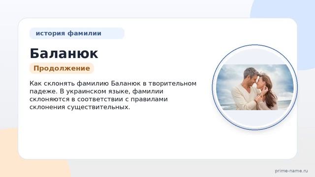 Фамилия Баланюк: происхождение значение и склонение