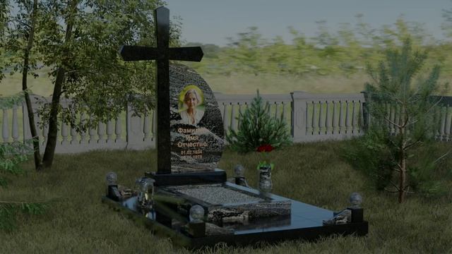 Гранитная стела с православным крестом для матери · П037