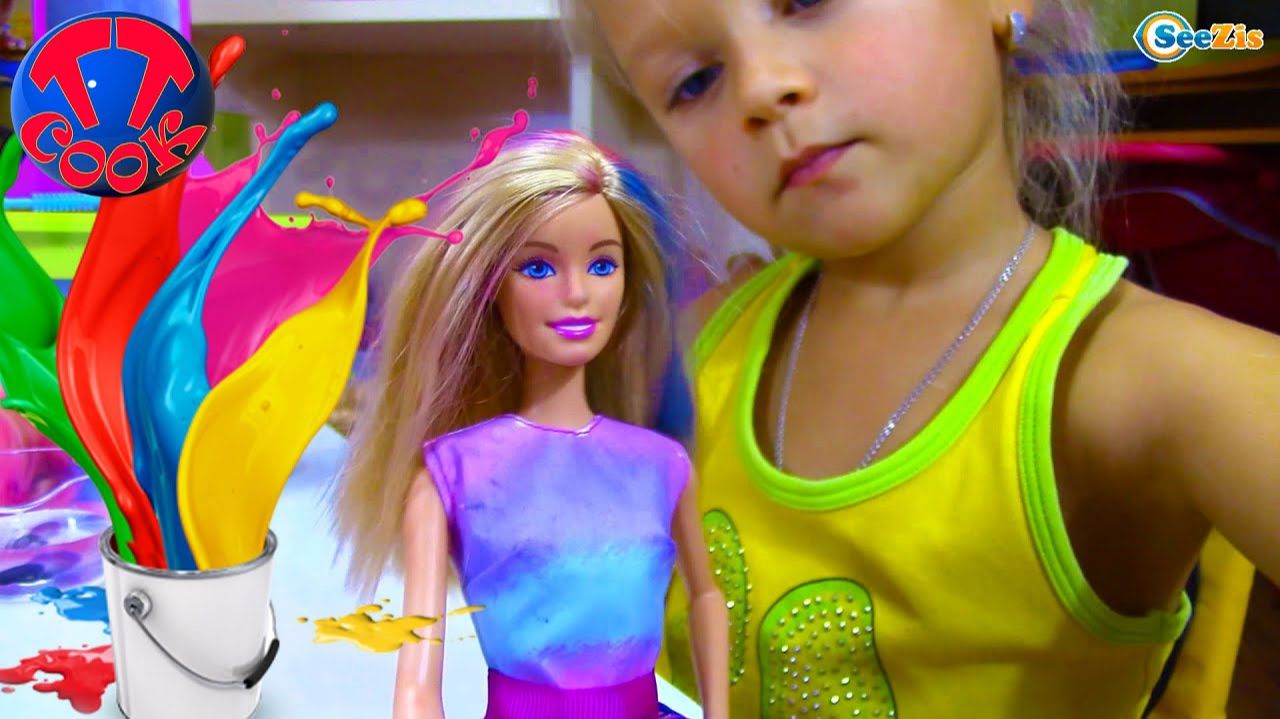 Салон Красоты для кукол Барби КРАСИМ ВОЛОСЫ Игрушки для девочек Barbie for girls Видео для