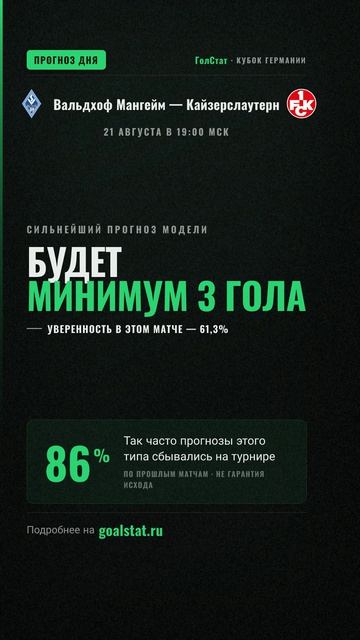 Прогноз на матч Кубок Германии: Вальдхоф Мангейм  Кайзерслаутерн  БУДЕТ МИНИМУМ 3 ГОЛА