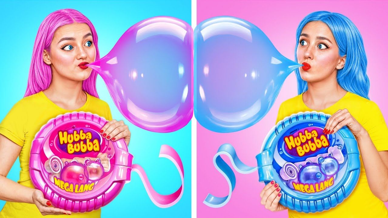 Розовая Еда Vs Голубая Еда Челлендж _ Сумасшедший Челлендж