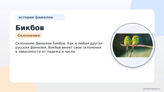 Изучаем происхождение и историю фамилии Бикбов: значение и склонение фамилии.