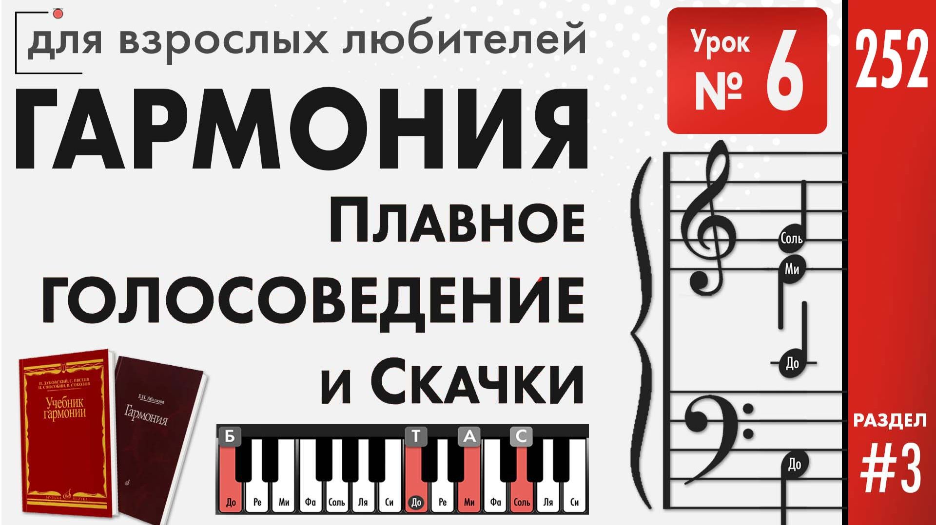 Плавное голосоведение и скачки в четырёхголосном складе Гармония