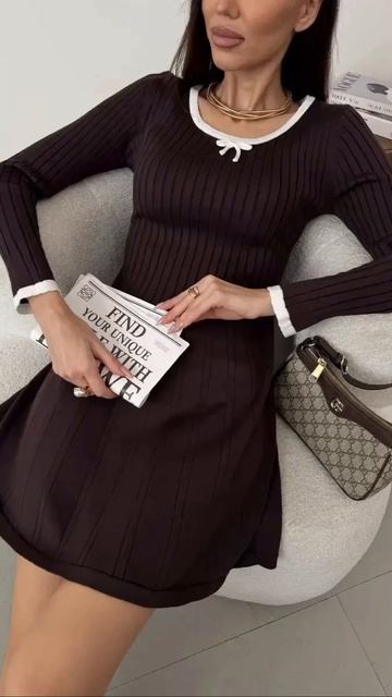 Платье вязаное длинный рукав с юбкой СОЛНЦЕ модное