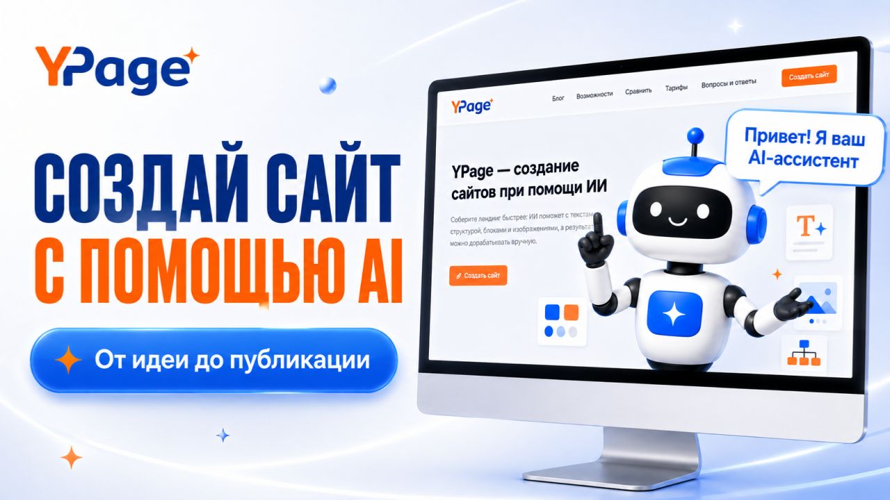 YPage - умныи AI конструктор саитов  Саиты это просто 