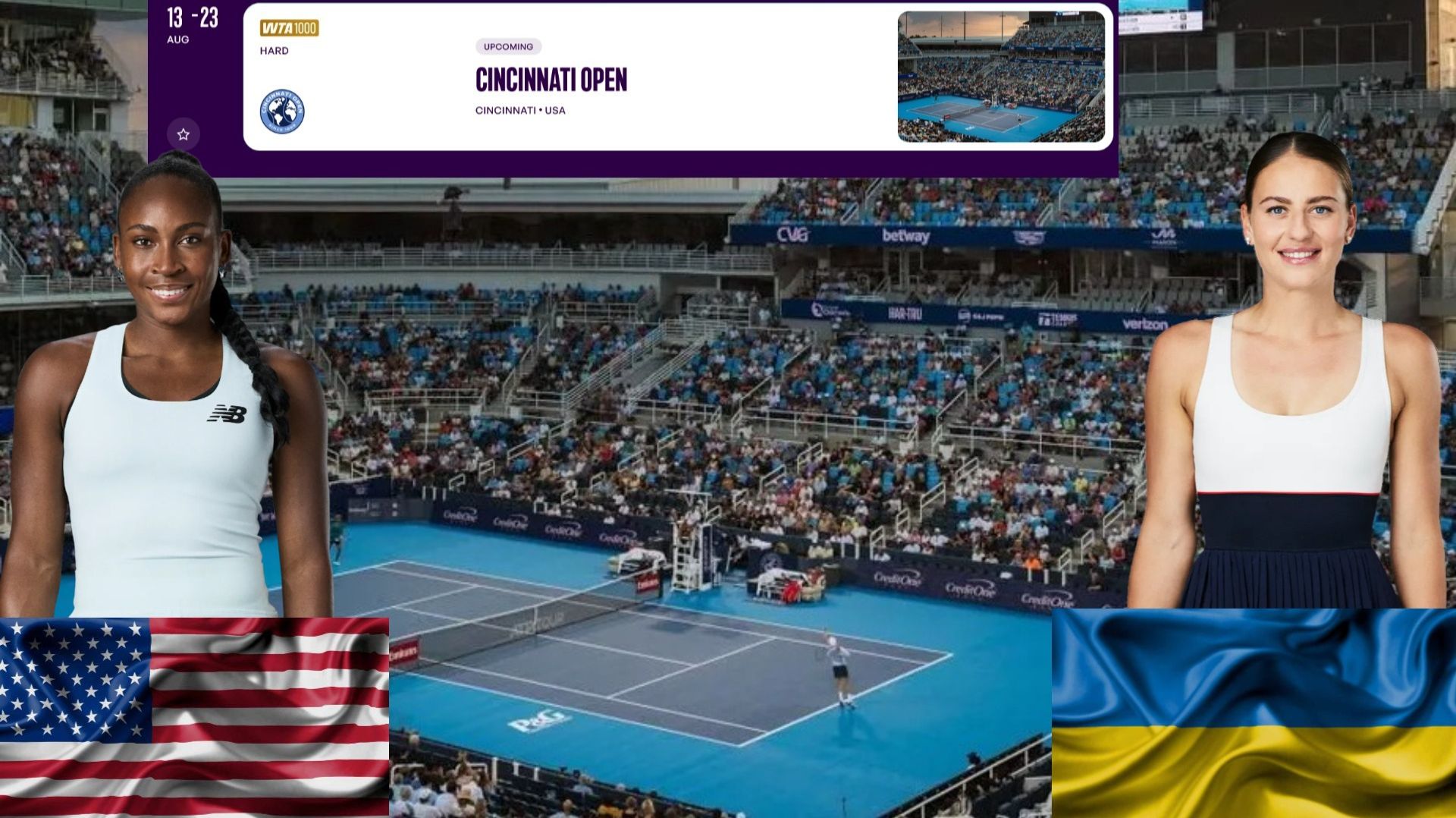 22/8/26 ⏰04:00 (4) 🇺🇸Коко Гауфф - (10) 🇺🇦Марта Костюк/🏆WTA1000 🇺🇸Цинциннати. 1/4 финала