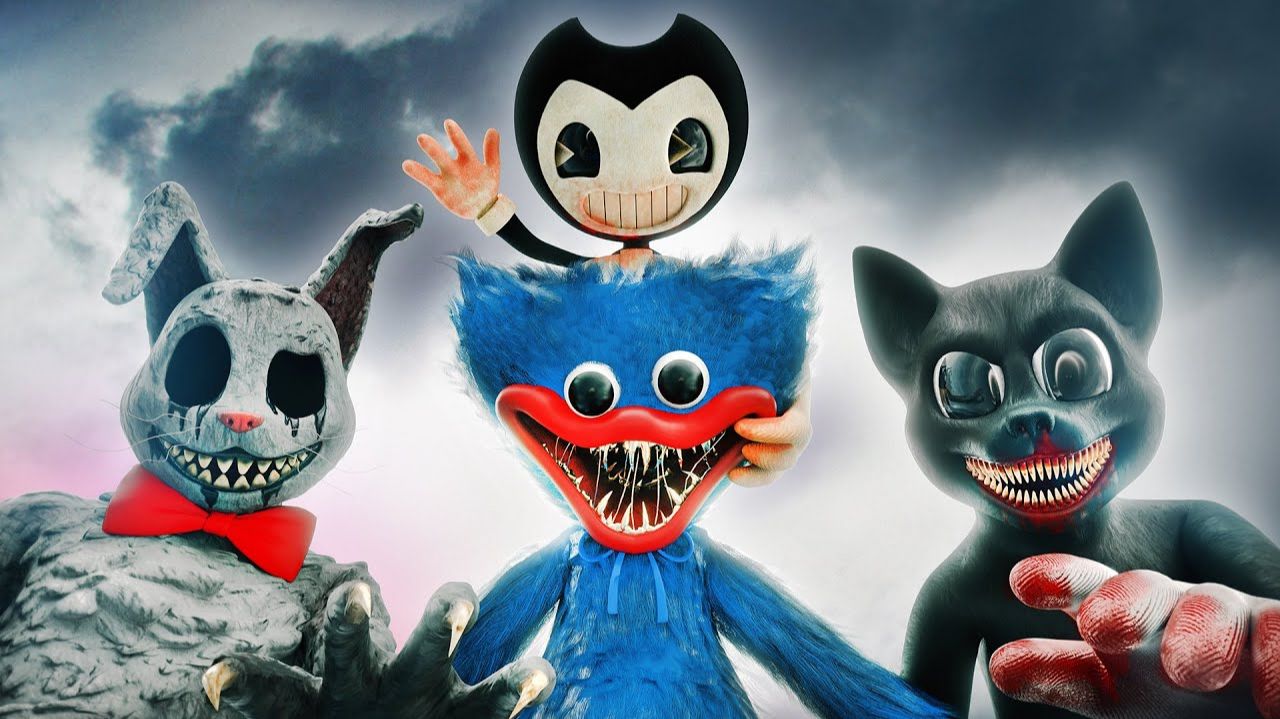 Все бои существ от Horror Skunx! Хагги Вагги Мультяшный кот Бенди и мистер Хоппс