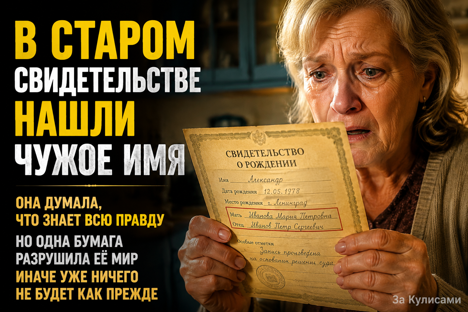 Дочь нашла старое свидетельство и потребовала правду
