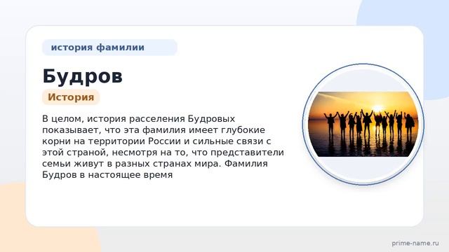 Фамилия Будров: происхождение значение и склонение