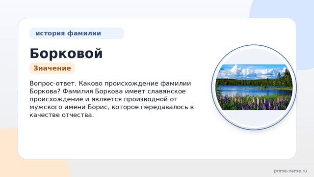 Фамилия Борковой: происхождение значение и склонение