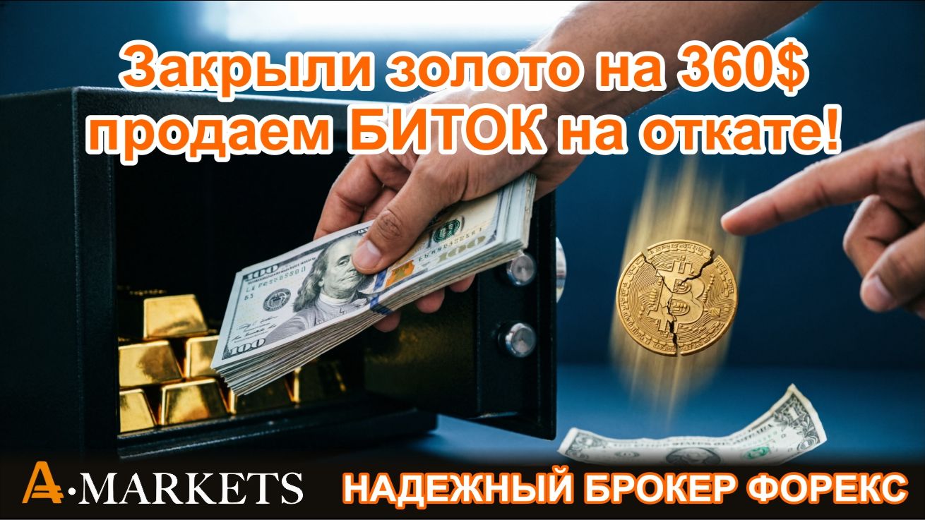 Золото 360 доларов и закрываем сделку. Продаем биткоин на откате и уходим на выходные.