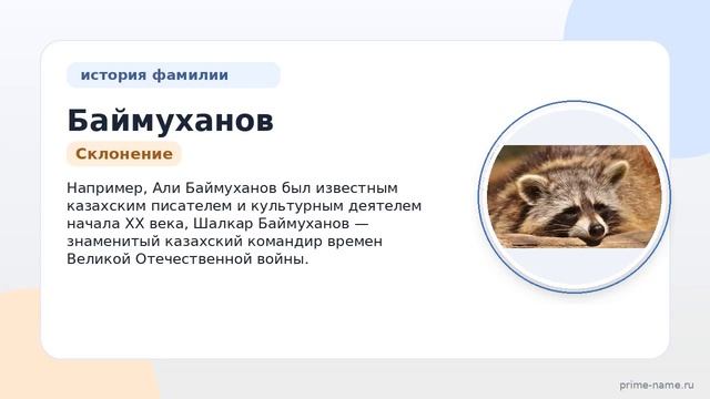 Фамилия Баймуханов: происхождение значение и склонение