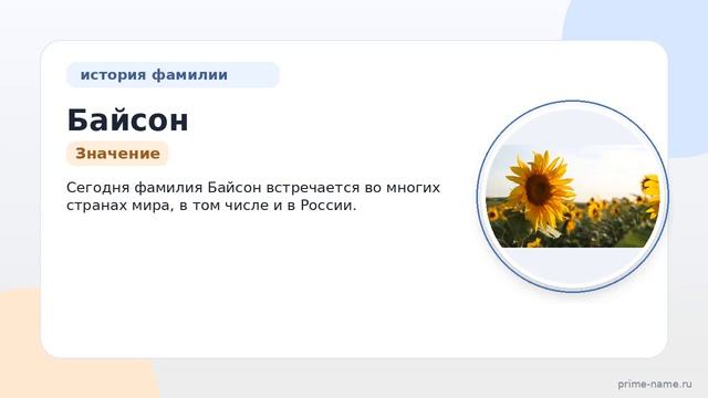 Фамилия Байсон: происхождение значение и склонение