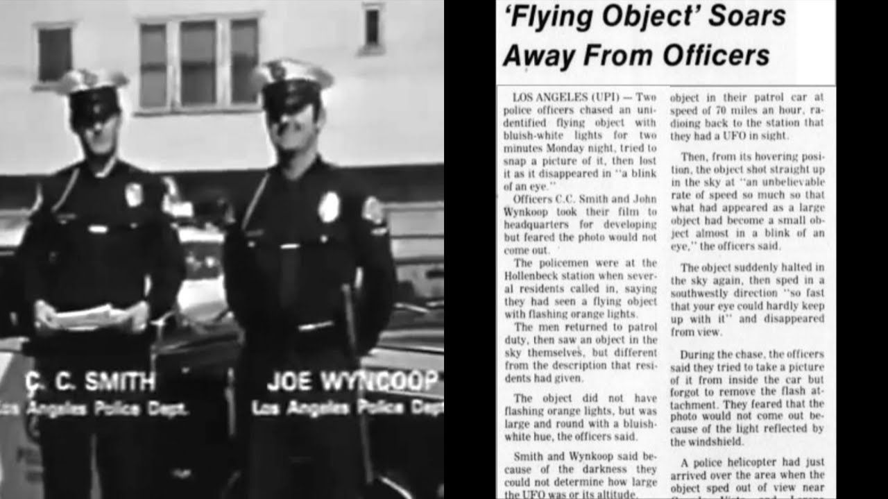 Oblong-shaped UFO chased by LAPD officers C.C. Smith and Joe Wynkoop 1973