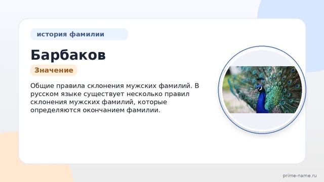 Фамилия Барбаков: происхождение значение и склонение