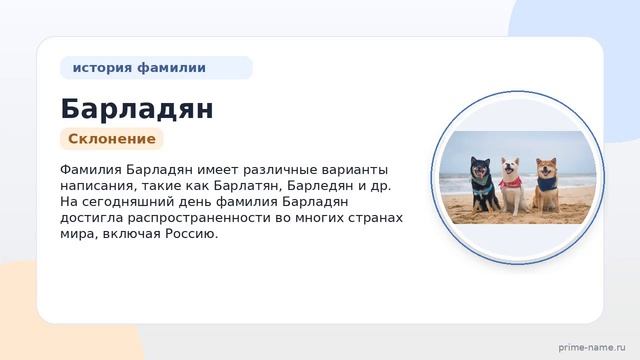 Фамилия Барладян: происхождение значение и склонение