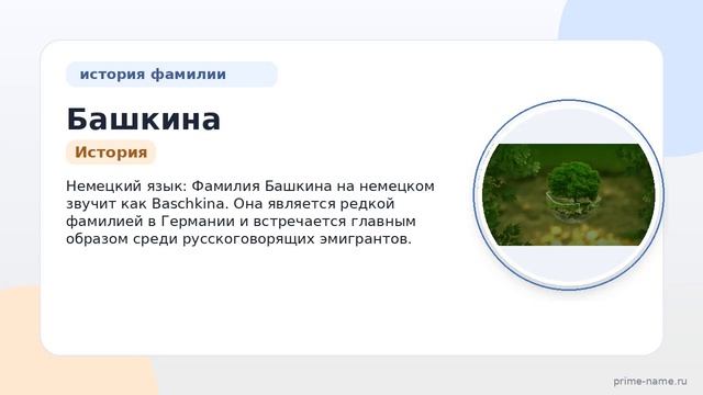 Фамилия Башкина: происхождение значение и склонение
