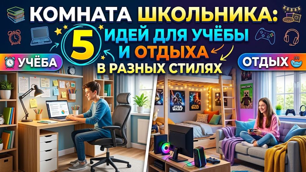 Комната школьника: 5 идей для учёбы и отдыха в разных стилях