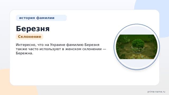 Фамилия Березня: происхождение значение и склонение