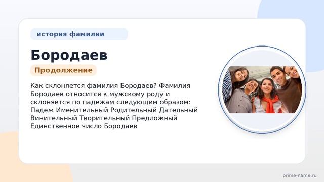Фамилия Бородаев: происхождение значение и склонение