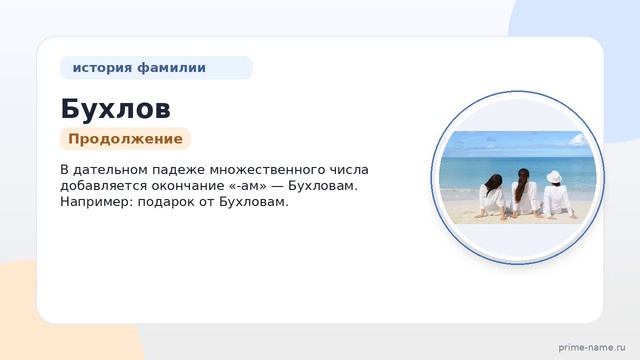 Фамилия Бухлов: происхождение значение и склонение
