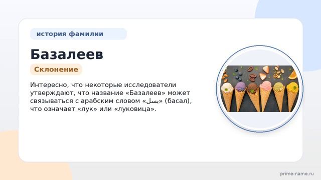 Фамилия Базалеев: происхождение значение и склонение