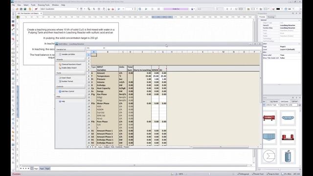перевод  HSC Sim Reactions  Making a hydrometallurgical flowsheet