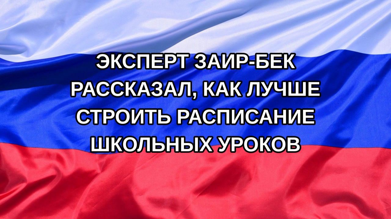 Н. РФ Эксперт Заир-Бек рассказал как лучше строить расписание школьных уроков