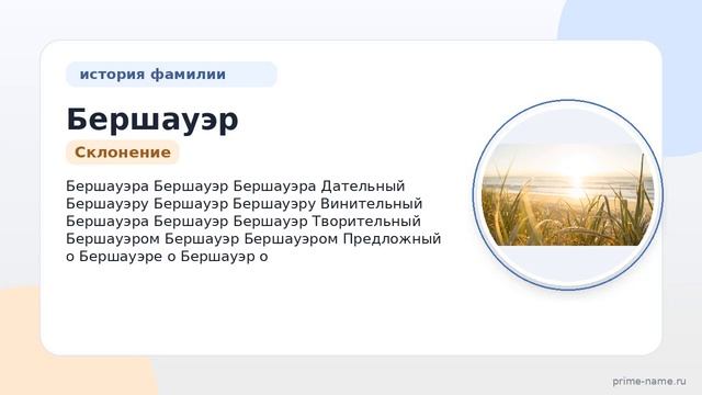 Фамилия Бершауэр: происхождение значение и склонение
