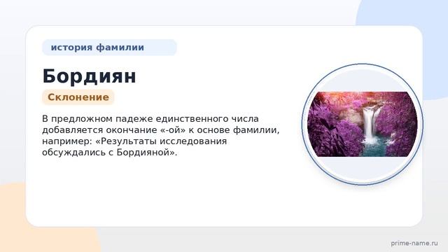 История и происхождение фамилии Бордиян: основные факты и правила склонения.