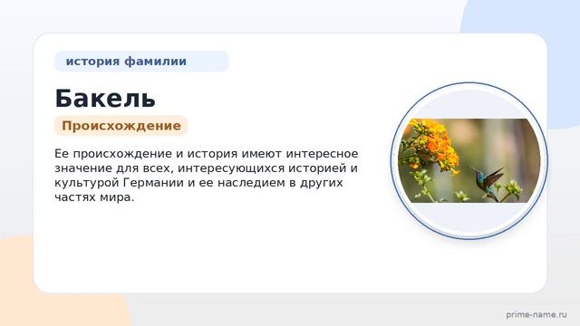 Фамилия Бакель: происхождение значение и склонение