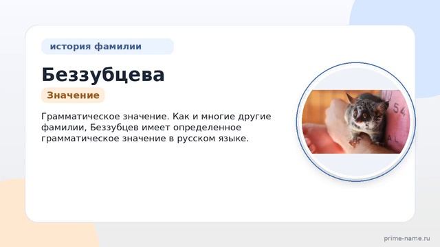 Фамилия Беззубцева: происхождение значение и склонение