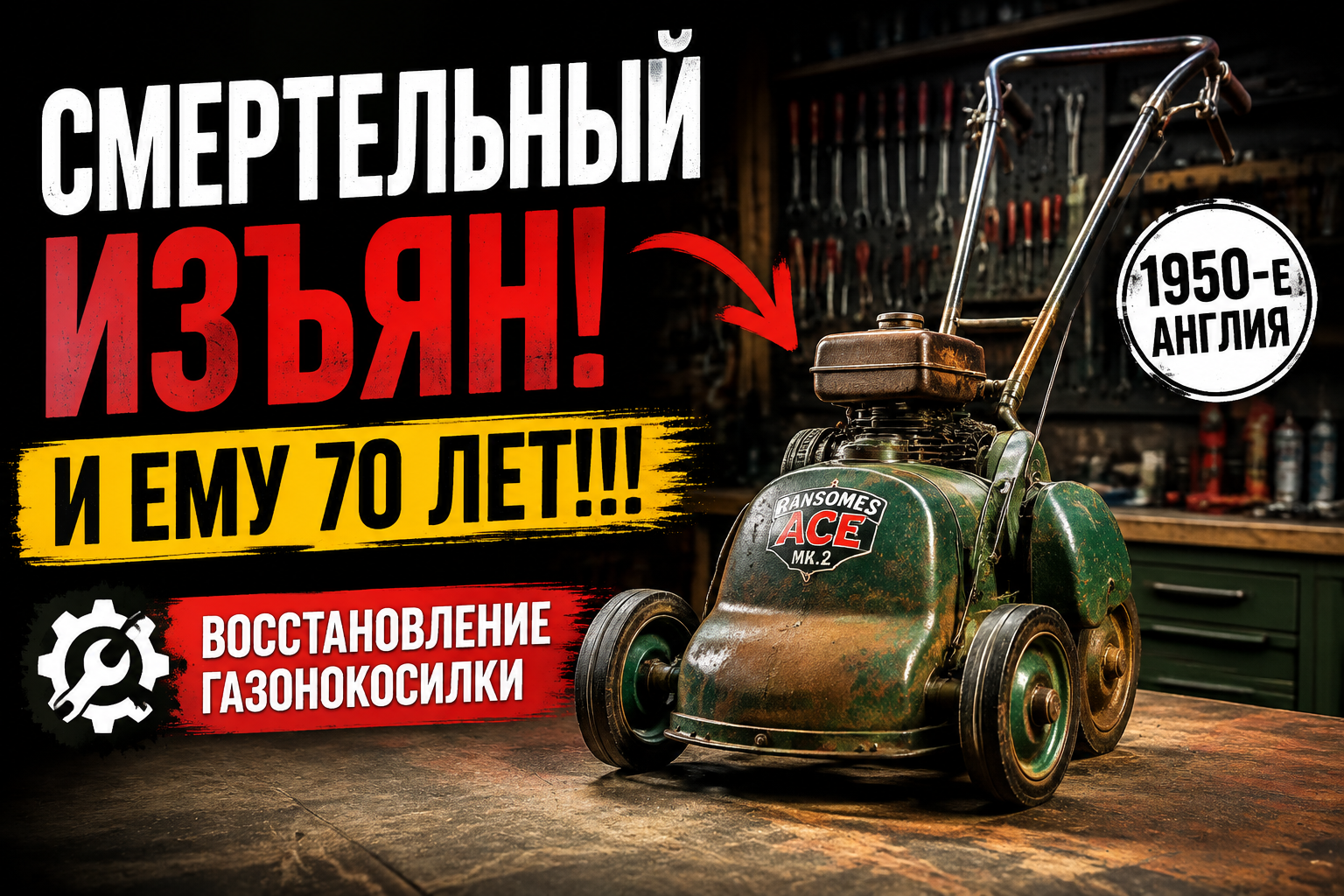 Критический дефект! Ей уже 70 лет!  реставрация газонокосилки