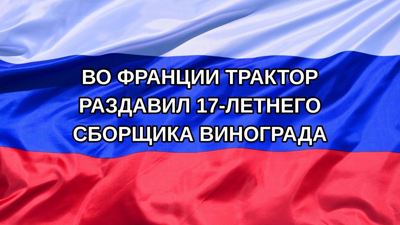 Н. РФ Во Франции трактор раздавил 17-летнего сборщика винограда