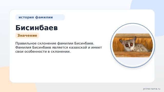 Фамилия Бисинбаев: происхождение значение и склонение