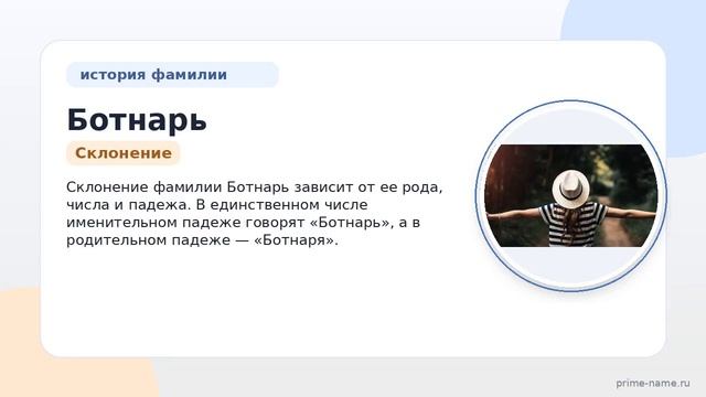 Фамилия Ботнарь: происхождение значение и склонение