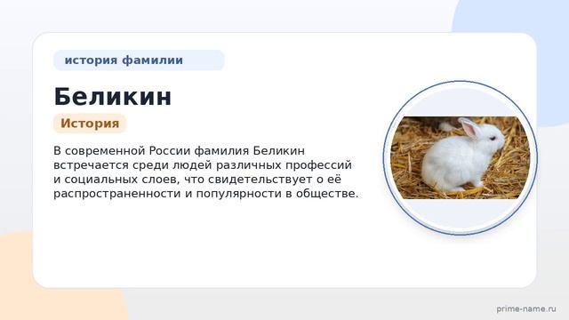 Фамилия Беликин: происхождение значение и склонение