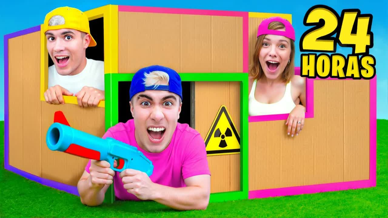 24 ЧАСА В КАРТОННОМ БУНКЕРЕ !!