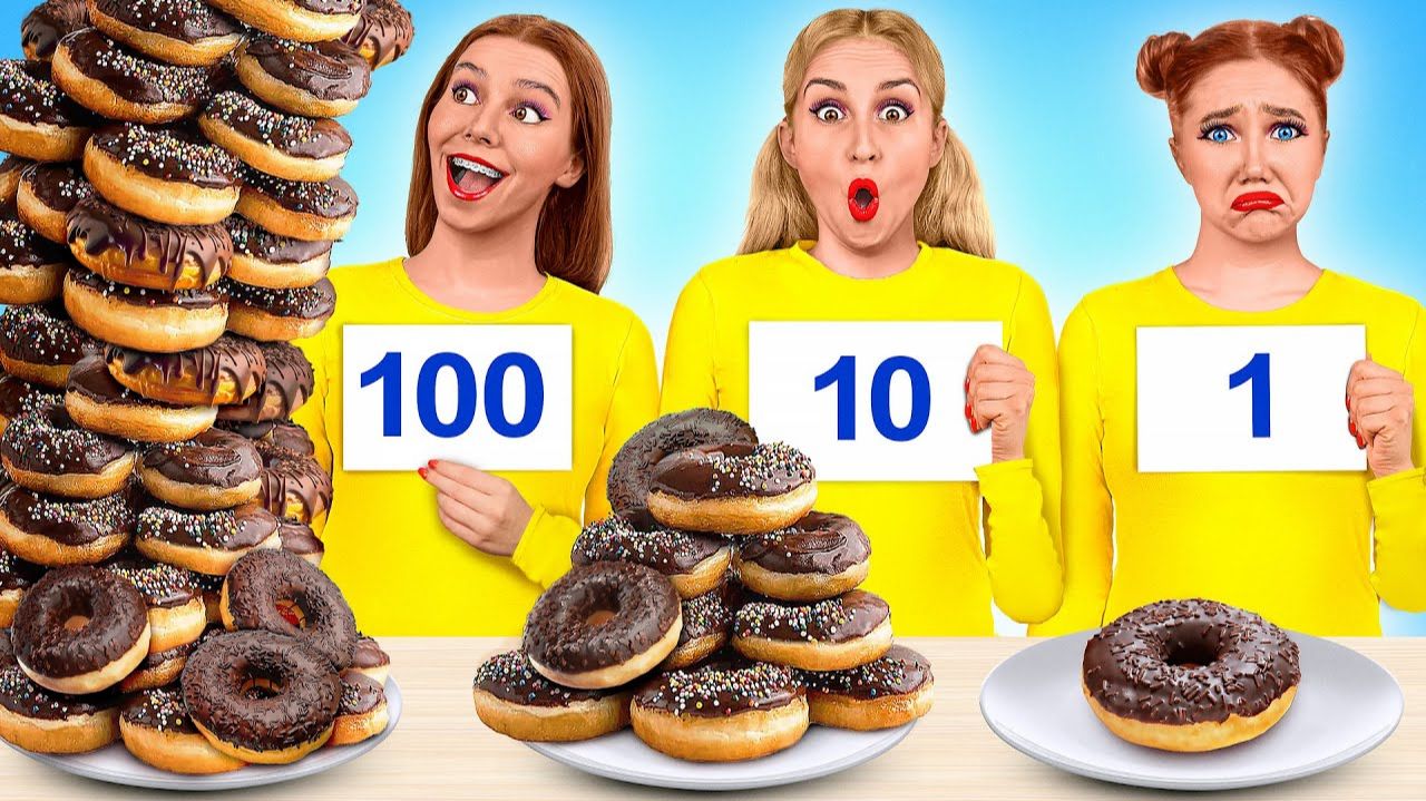 1 10 или 100 Слоев еды Челлендж _ Сумасшедшии челлендж