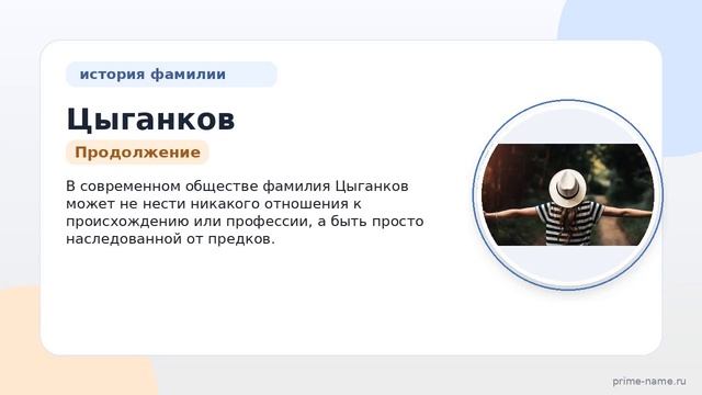 Фамилия Цыганков: происхождение значение и склонение